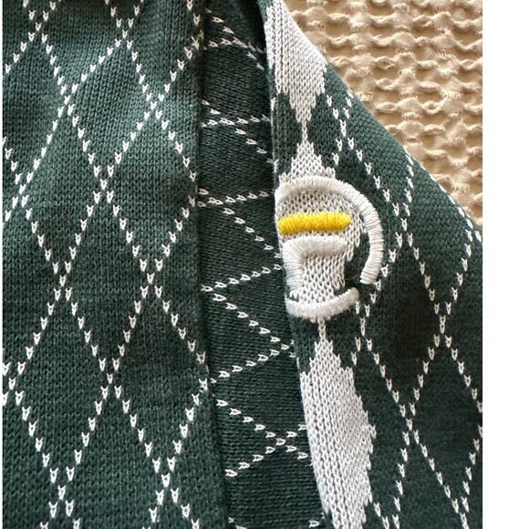 Vintage Fila Argyle Sweater Mens XL Green White V Neck Knit Pullover - Picture 8 of 9